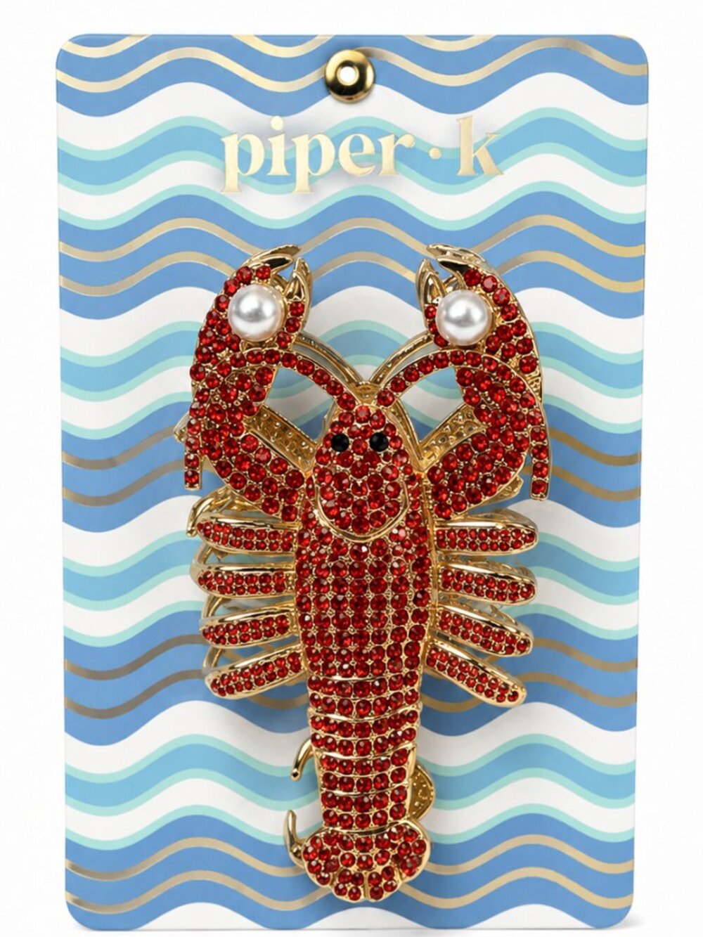 Piper K Lobster Metal Hair Claw Clip w/ Rhinestones & Faux Pearls - NWT
